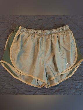 Nike Olive Green and Dark Green Running Shorts